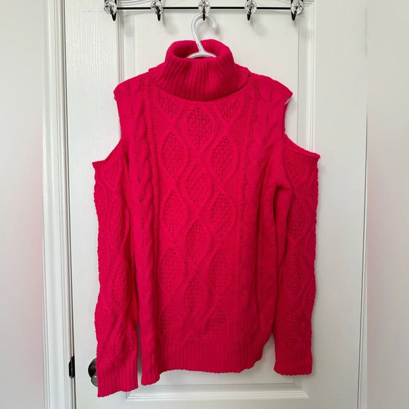 Vine & Love hot pink shoulder-less sweater - NWT - Picture 2 of 5
